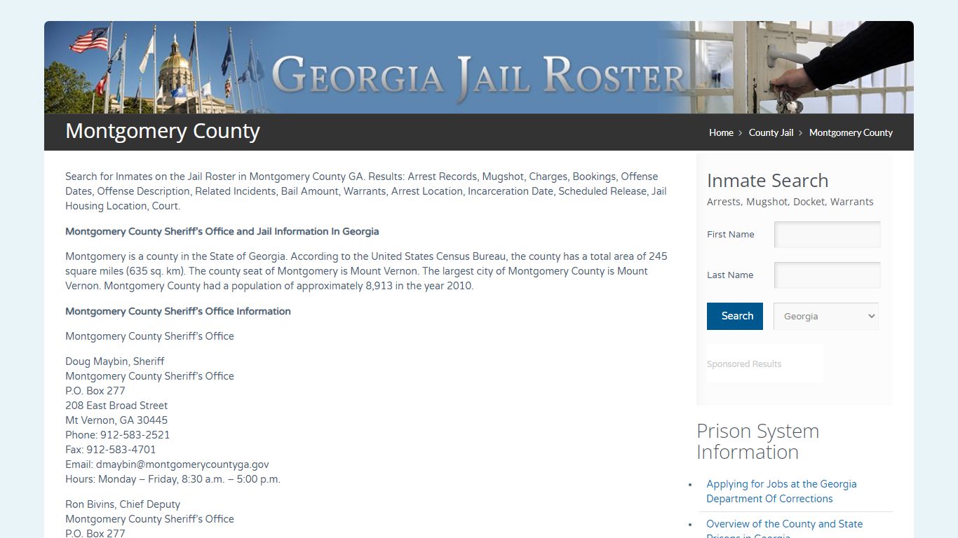 Montgomery County | Georgia Jail Inmate Search